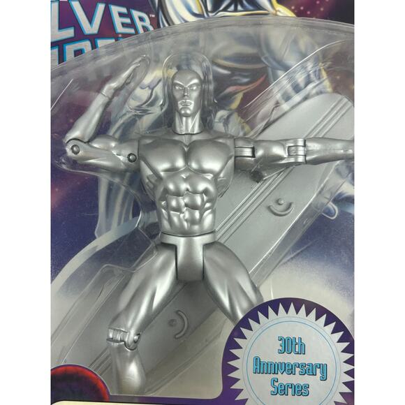 Marvel Toy Biz Silver Surfer 30th Anniversary Series Figure w/ Cosmic Surfboard - Picture 2 of 5